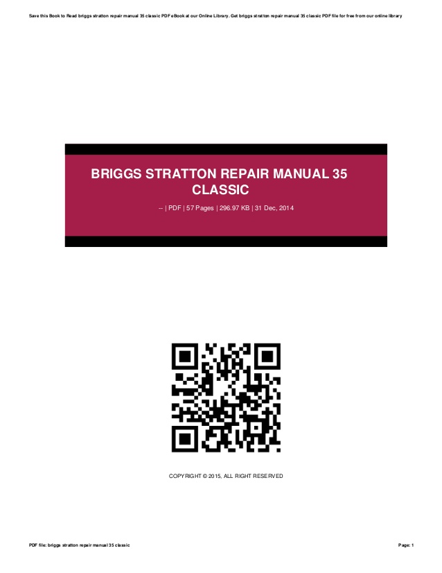 Briggs Stratton 31c707 Repair Manual